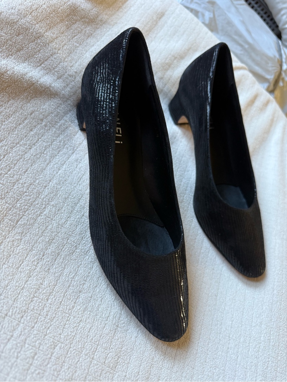 VANELi Black Textured Low Heel Pumps | Classic Career & Dress Shoes - Picture 3 of 12